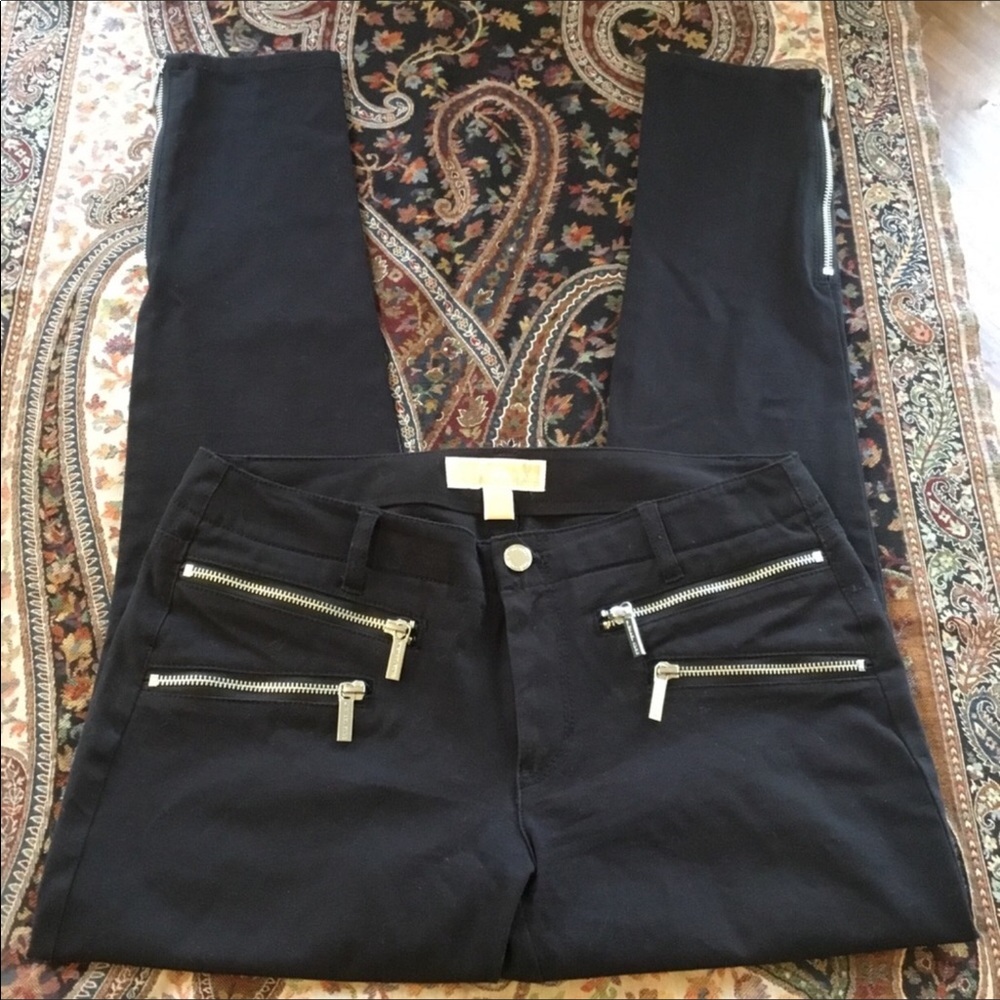 Michael Kors Black Cotton Blend Slim Crop Pants
